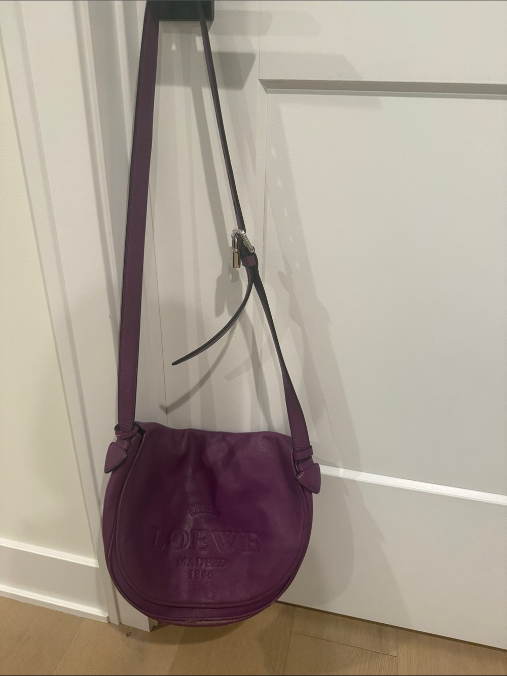 Loewe Violet Leather Crossbody Saddle Bag